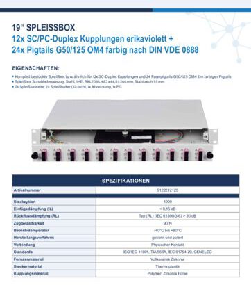 thumbnail of Spleißbox 1HE Schubladenauszug 12xSCPC Duplex G50 OM4 5122212125