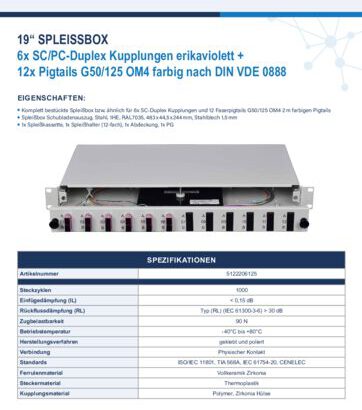 thumbnail of Spleißbox 1HE Schubladenauszug 6xSCPC Duplex G50 OM4 5122206125